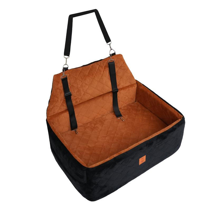 Zvrpet Dog Car Seat Fully Detachable and Washable Memory Foam Covered Car-Mounted Pet Kennel Soft Fabric Easy to Install with Adjustable Straps Anti-Slip Bottom Cover for Back Seat Pet Car Bed for Car SUV Outdoorfun Travel Dog Bed Pet Bed Cat Bed