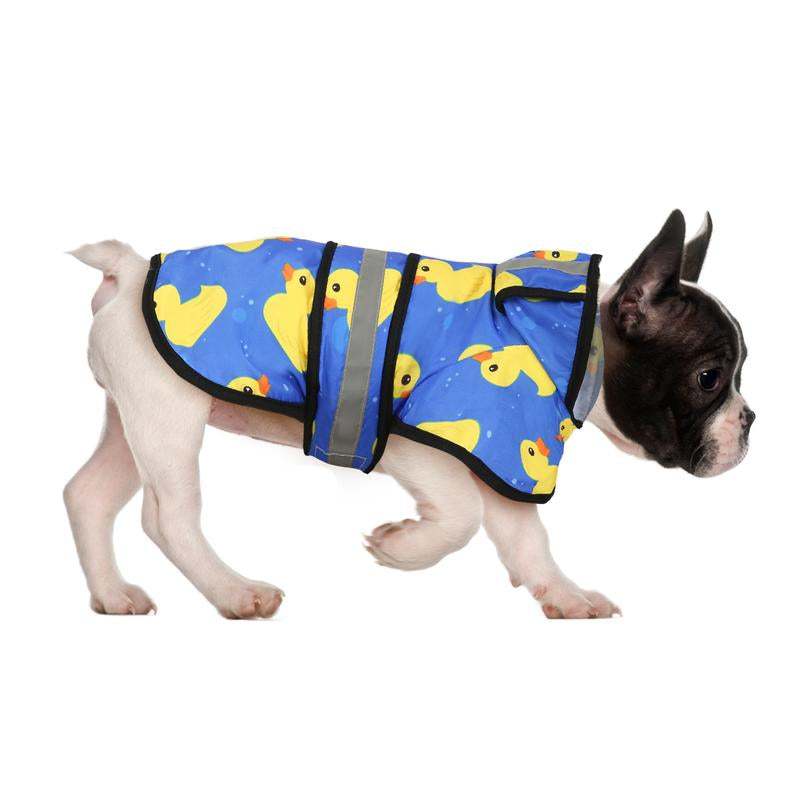 HDE Patterned Dog Raincoat with Hood - 100% Durable Reflective Polyester, Waterproof Coating, Fully Adjustable Strap for Comfortable Fit