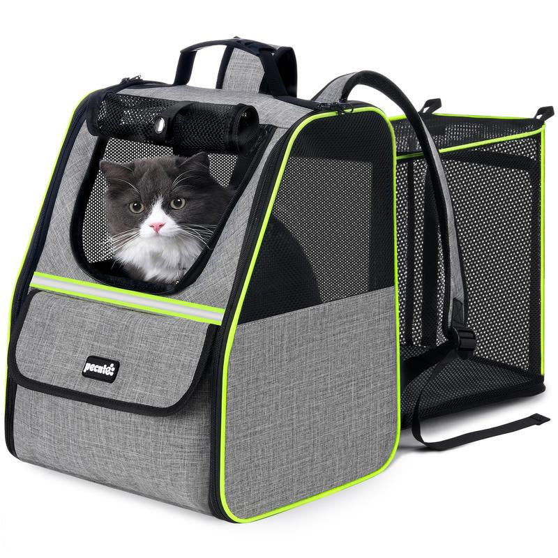 Stylish and Spacious Trapezoidal Cat Carrier Backpack for Dogs and Cats - Perfect for Adventurous Pet Owners!