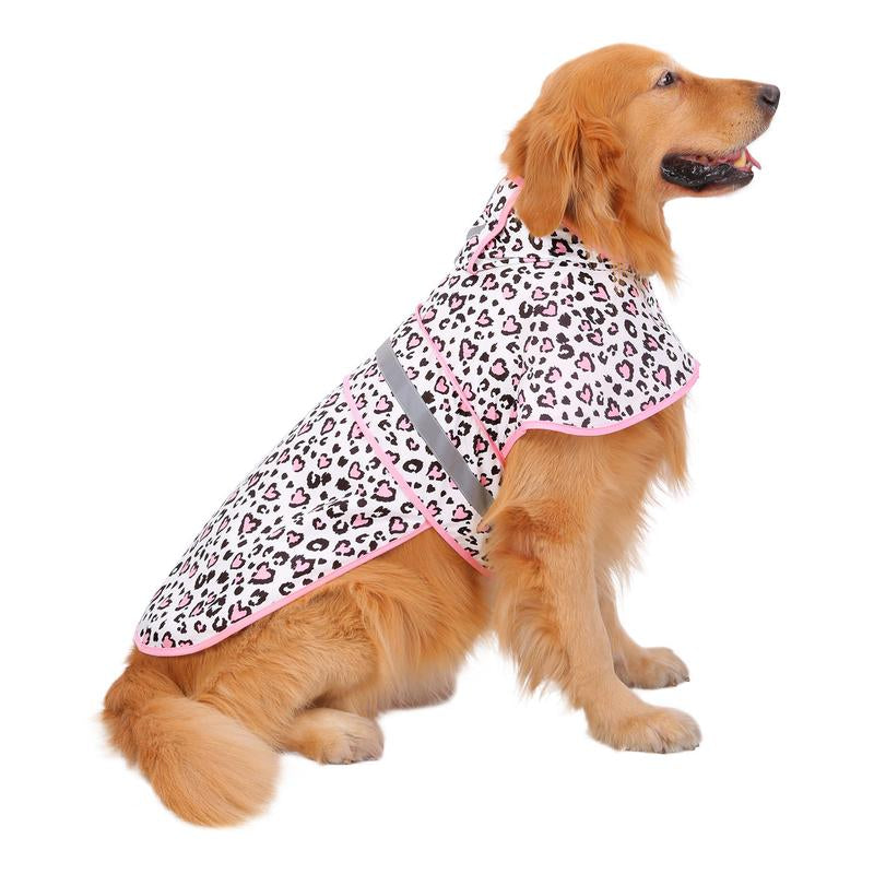 HDE Patterned Dog Raincoat with Hood - 100% Durable Reflective Polyester, Waterproof Coating, Fully Adjustable Strap for Comfortable Fit