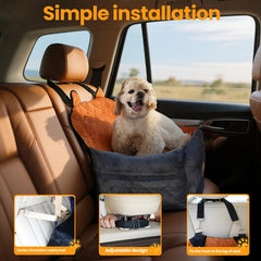 Zvrpet Dog Car Seat Fully Detachable and Washable Memory Foam Covered Car-Mounted Pet Kennel Soft Fabric Easy to Install with Adjustable Straps Anti-Slip Bottom Cover for Back Seat Pet Car Bed for Car SUV Outdoorfun Travel Dog Bed Pet Bed Cat Bed