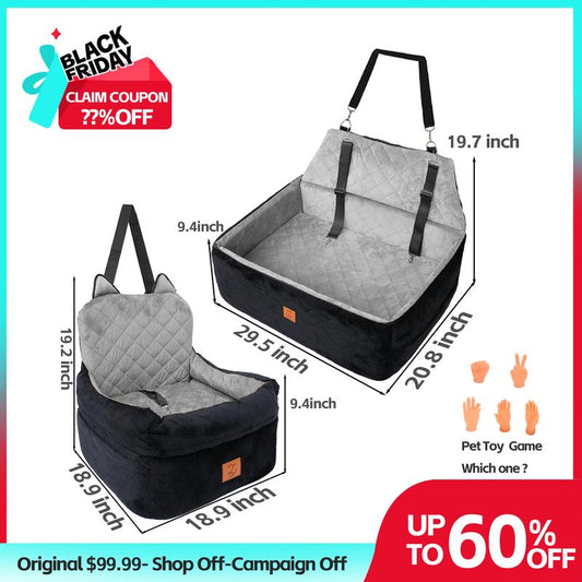 Zvrpet Dog Car Seat Fully Detachable and Washable Memory Foam Covered Car-Mounted Pet Kennel Soft Fabric Easy to Install with Adjustable Straps Anti-Slip Bottom Cover for Back Seat Pet Car Bed for Car SUV Outdoorfun Travel Dog Bed Pet Bed Cat Bed