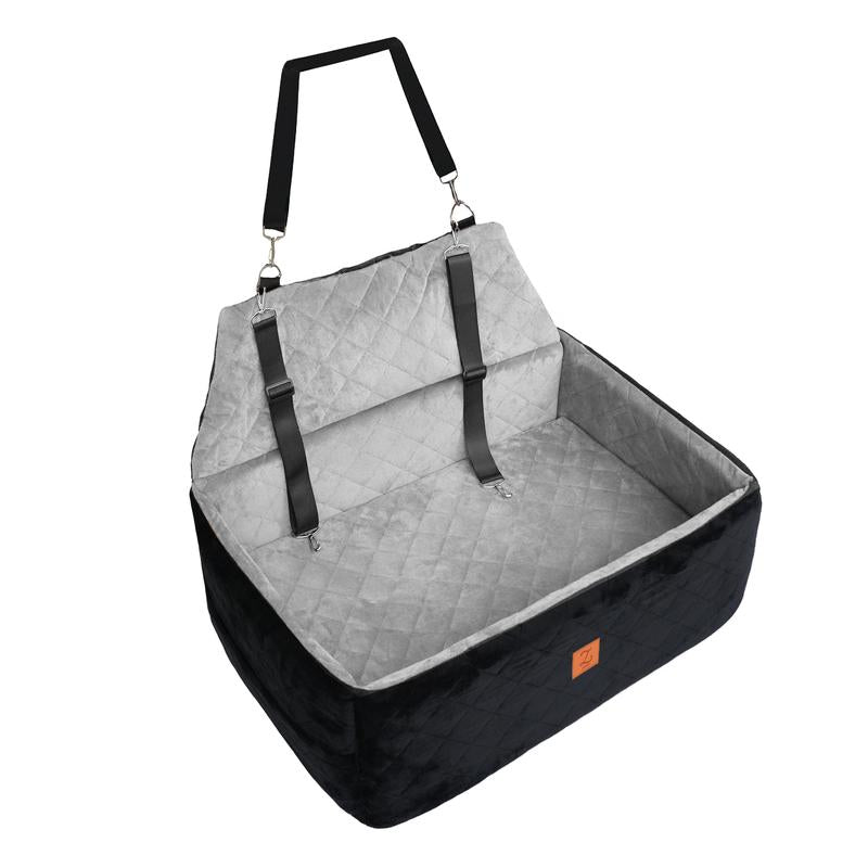 Zvrpet Dog Car Seat Fully Detachable and Washable Memory Foam Covered Car-Mounted Pet Kennel Soft Fabric Easy to Install with Adjustable Straps Anti-Slip Bottom Cover for Back Seat Pet Car Bed for Car SUV Outdoorfun Travel Dog Bed Pet Bed Cat Bed