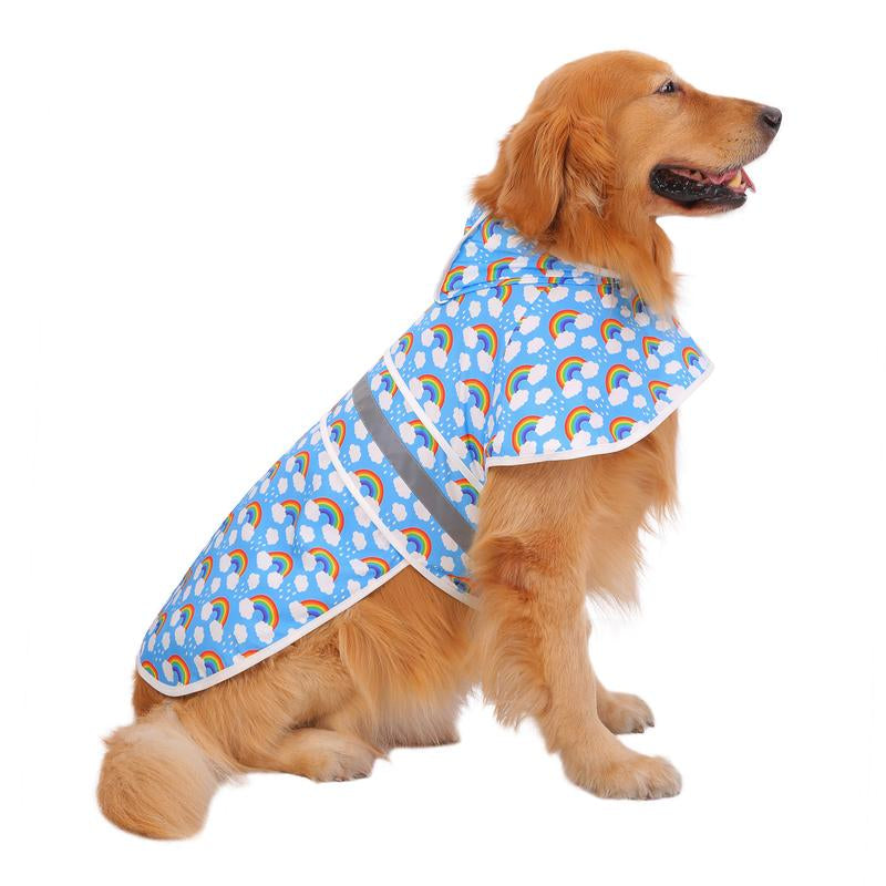HDE Patterned Dog Raincoat with Hood - 100% Durable Reflective Polyester, Waterproof Coating, Fully Adjustable Strap for Comfortable Fit