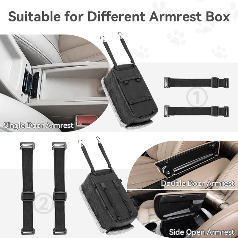 [5-Year Warranty] PETSFIT Center Console Dog Car Seat, Portable Pet Car Seat with Safe Protective Hooks, Luxury Dog Car Seats for Small Dogs Includes Safety Leash and Storage Pocket for Pets up to 9 Lbs (Black)