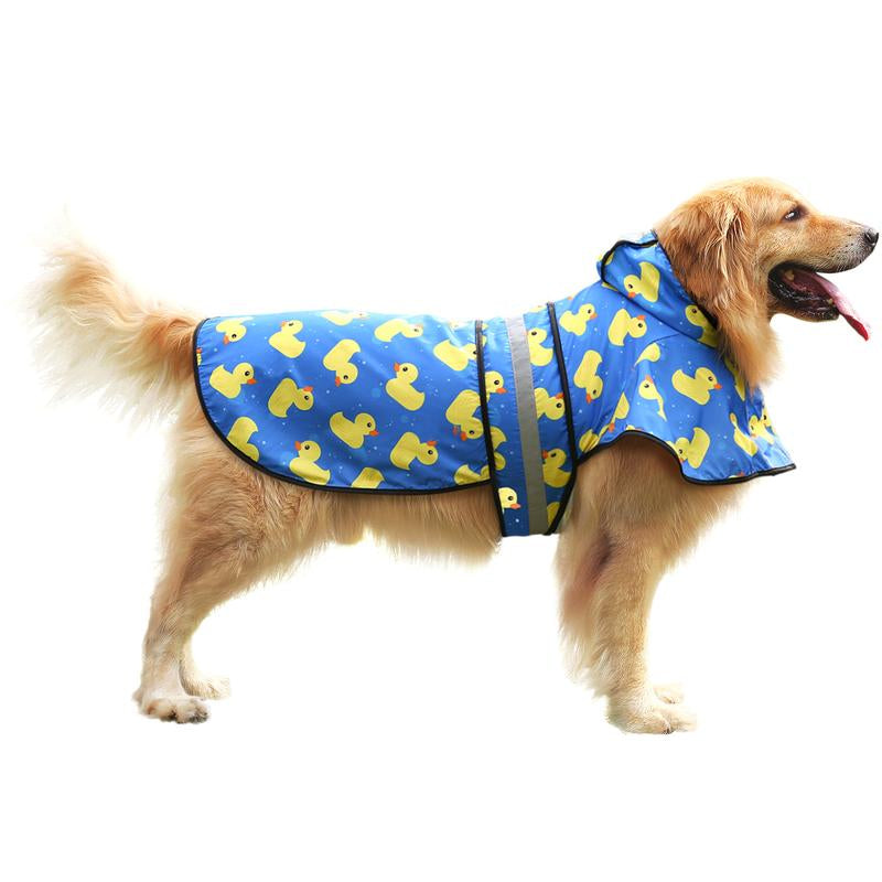 HDE Patterned Dog Raincoat with Hood - 100% Durable Reflective Polyester, Waterproof Coating, Fully Adjustable Strap for Comfortable Fit