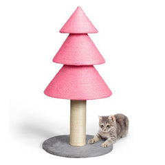 Rebuyhome 59In Large Tall Christmas Tree Cat Tower with 2 Cat Condos & Scratching Post, Soft Fleece Cat Tree with Teaser Toy & Sturdy Base & Built-In Openings for Indoor Cats, Green & White, Green, Pink